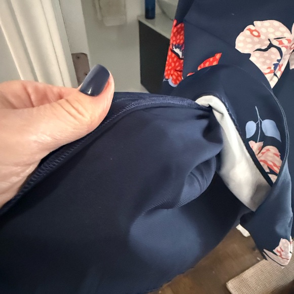 Kate Spade Navy A-Line Dress w/ Red Floral Design Size 10 - Picture 6 of 8